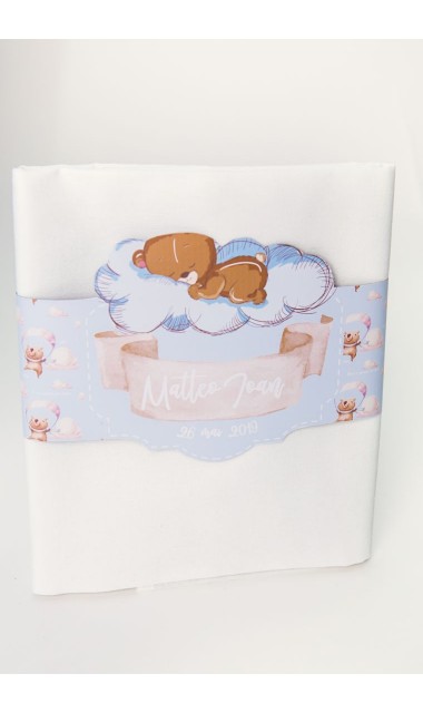 Trusou de botez pentru baieti cu ursuleti si baloane de aer cald, Puf Teddy Bear 12